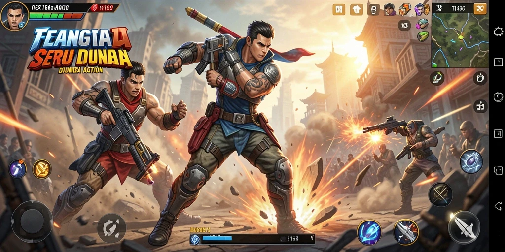 Gameplay seru dalam 116X dengan aksi bertempur yang mendebarkan.