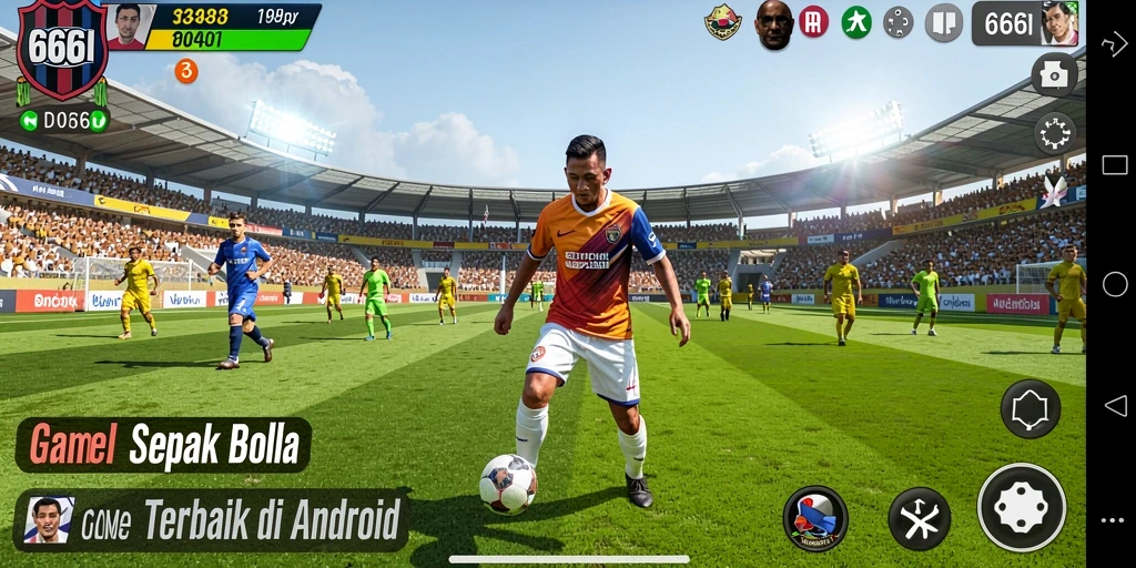 Tampilan gameplay <strong>666I</strong> yang menarik dengan aksi sepak bola yang seru.