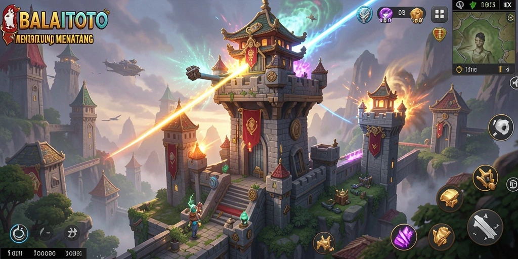 Tangkapan layar gameplay menampilkan pertahanan menara yang epik.