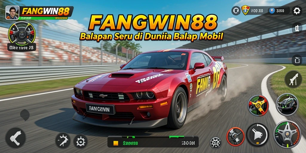 Screenshot FANGWIN88 menunjukkan aksi balapan yang mendebarkan.