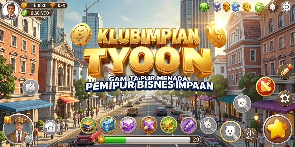 Tampilan gameplay menarik dengan elemen bisnis yang mendalam.