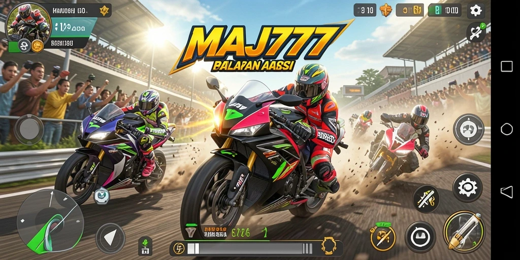 Gambaran utama gameplay balapan motor yang seru dan mendebarkan.