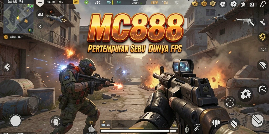Tampilan seru gameplay <strong>MC888</strong> dalam suasana pertempuran FPS.