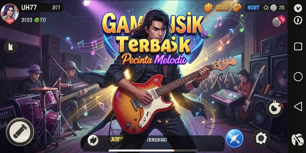 Tampilan gameplay UH77 dengan melodi yang seru dan menantang.